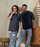 تیشرت بیسیک نخی مردانه زارا رنگ نوک مدادی