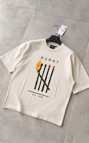 تیشرت پنبه چاپ دار burnt رنگ سفید