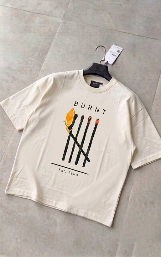 تیشرت پنبه چاپ دار burnt رنگ سفید