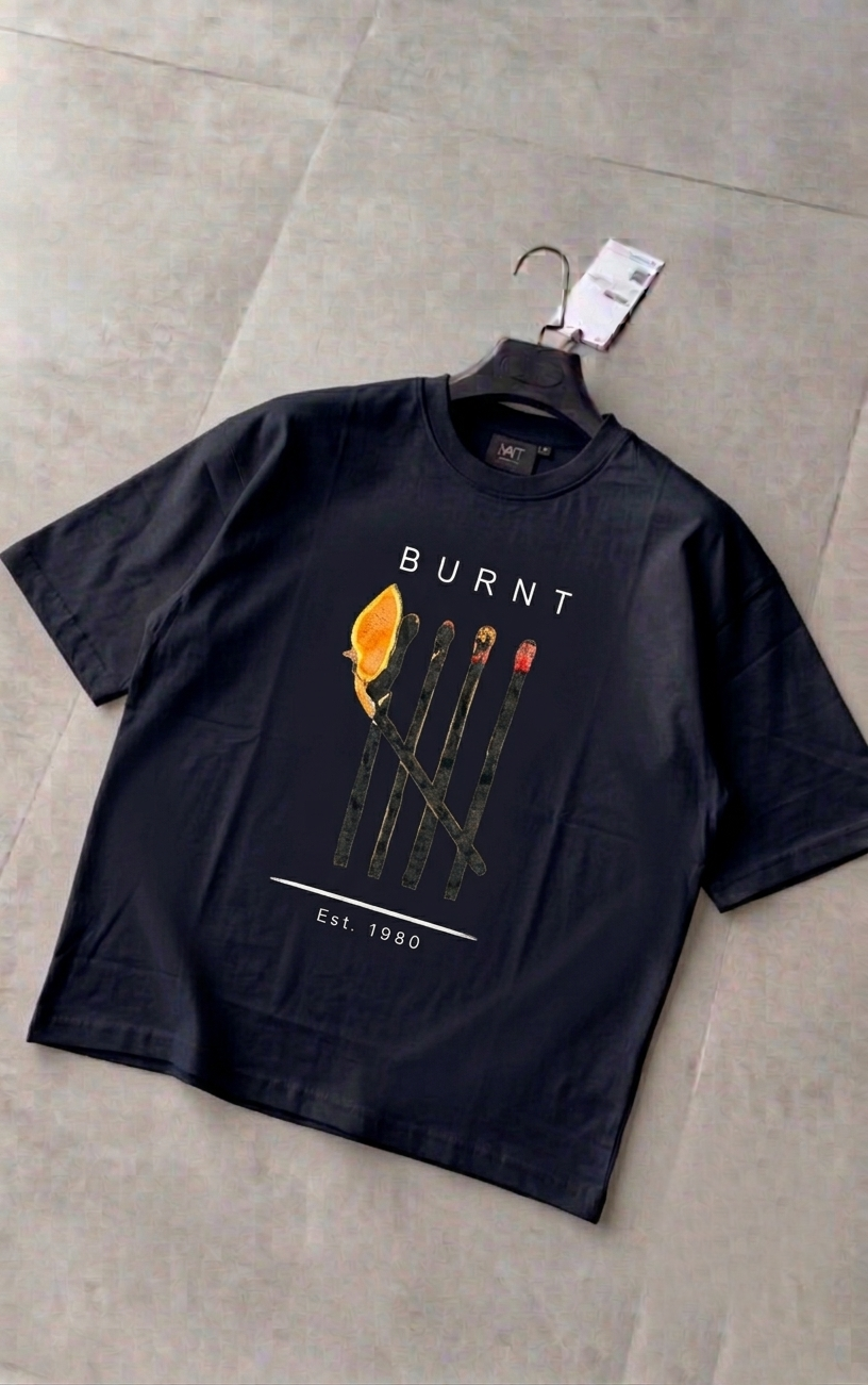 تیشرت پنبه چاپ دار burnt رنگ مشکی
