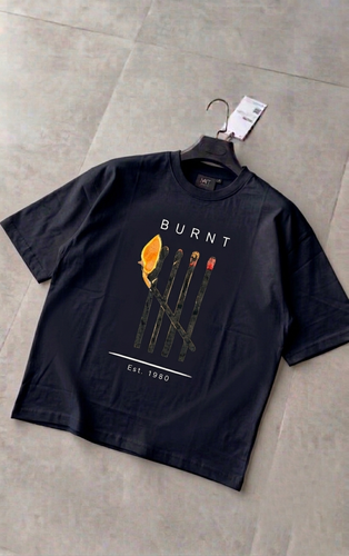 تیشرت پنبه چاپ دار burnt رنگ مشکی