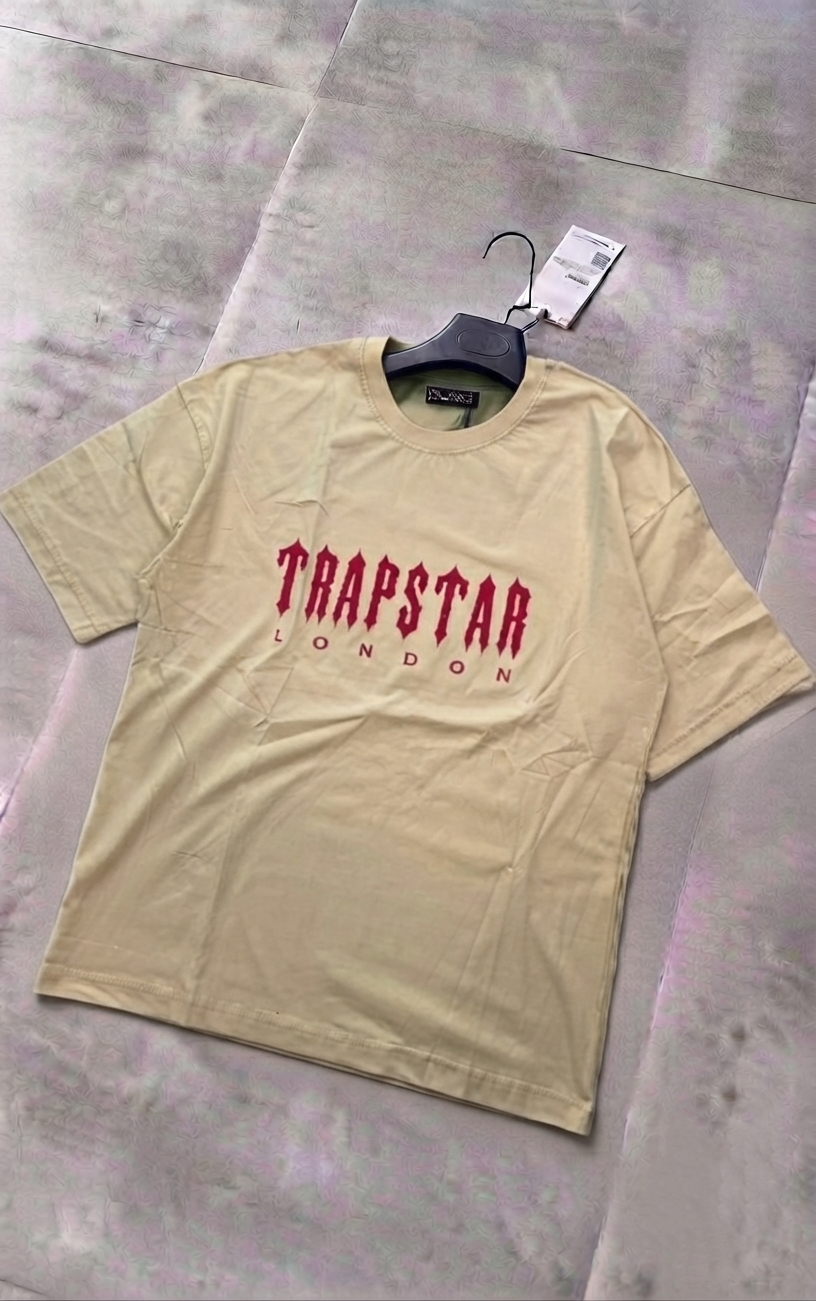 تیشرت مردانه چاپدار trap star رنگ کرم