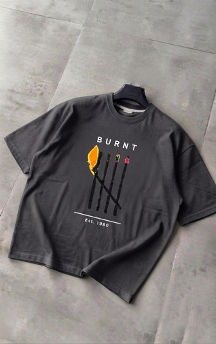 تیشرت پنبه چاپ دار burnt رنگ خاکستری