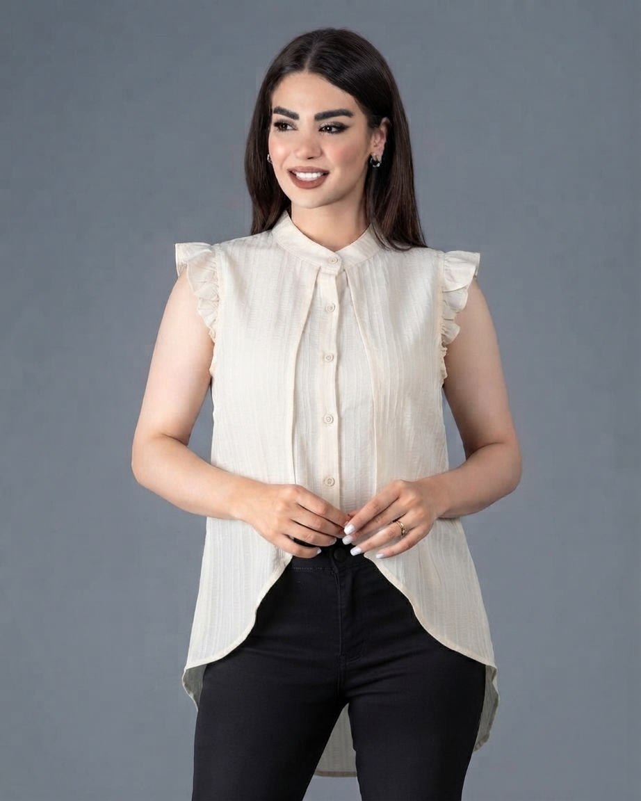 شومیز حلقه ای زنانه رنگ کرم برند شین